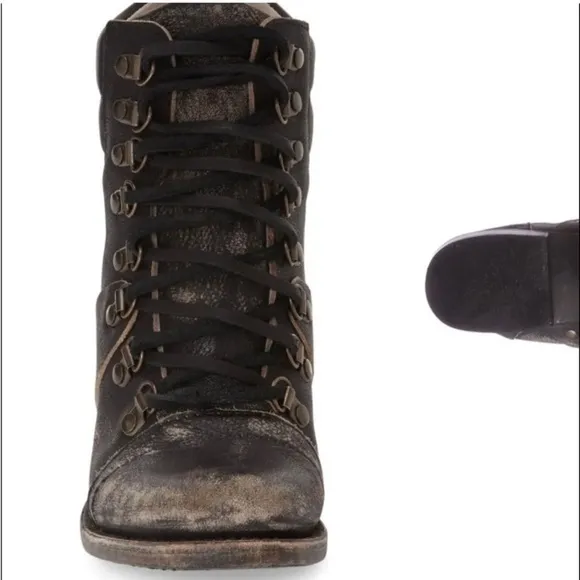 Freebird by Steven Gage Distressed Leather Lace-up Boots 7 Boho Western Biker