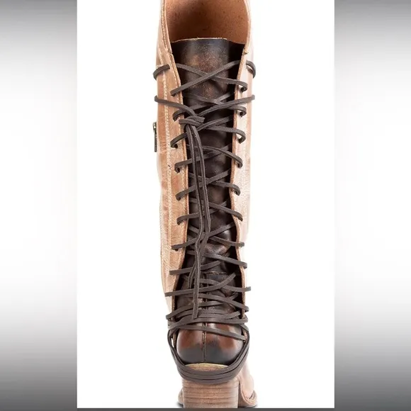 Freebird Coal Brown Lace Up Boots with Distressed Leather