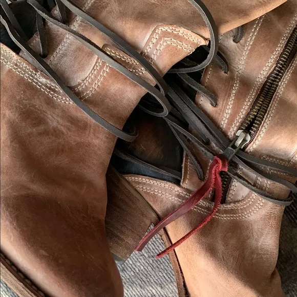 Freebird Coal Brown Lace Up Boots with Distressed Leather