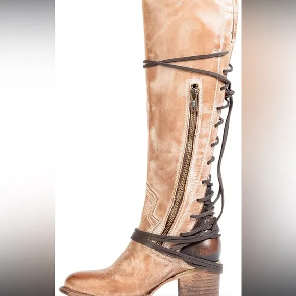 Freebird Coal Brown Lace Up Boots with Distressed Leather