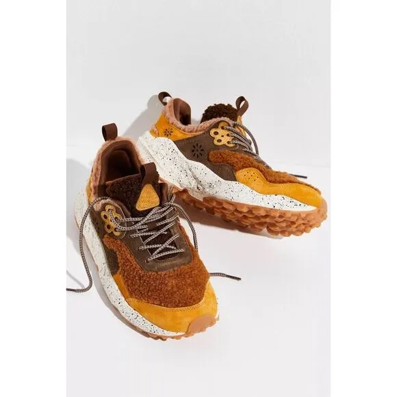 Free People x Flower Mountain Noa Shearling Sneakers Zucca Brown $240