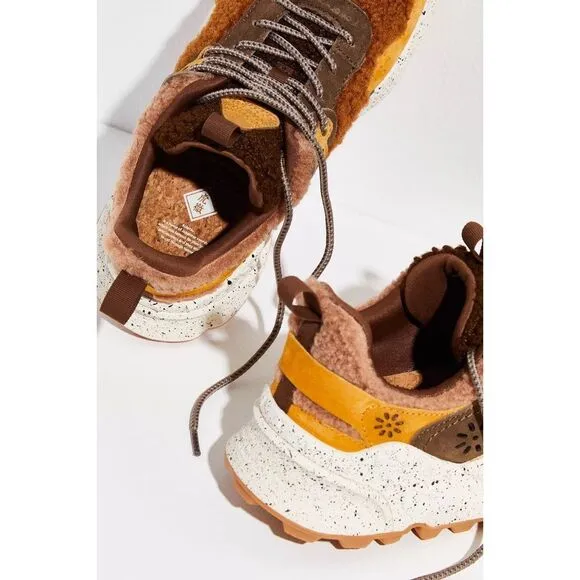 Free People x Flower Mountain Noa Shearling Sneakers Zucca Brown $240