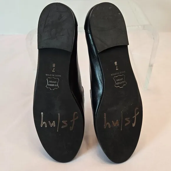 FRENCH SOLE/NY Women's Parigi Shiny Buckle Slip On Loafers Sz 7 Black