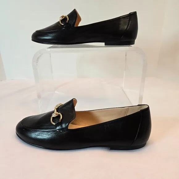 FRENCH SOLE/NY Women's Parigi Shiny Buckle Slip On Loafers Sz 7 Black