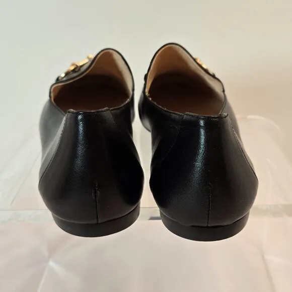 FRENCH SOLE/NY Women's Parigi Shiny Buckle Slip On Loafers Sz 7 Black