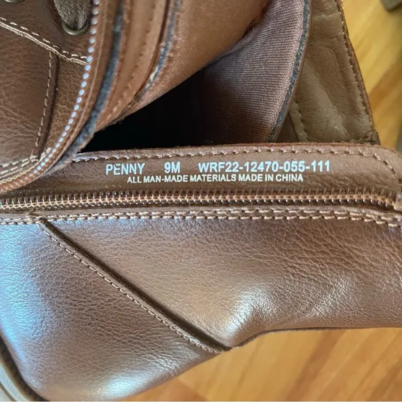 FRYE AND CO. Penny Brown Vegan Leather Ankle Boots Size 9