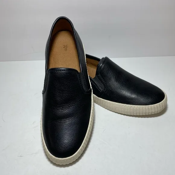 Frye Camille Slip On Black Leather Sneaker Loafers Women’s Size 8.5