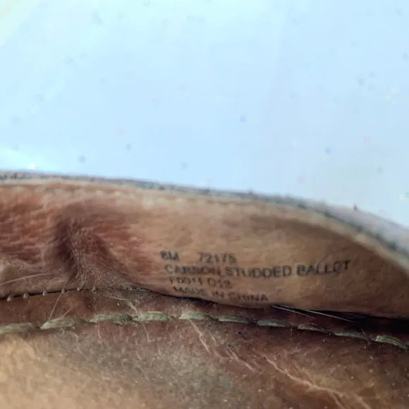 Frye Carson Brown Distressed Leather Gold Studded Grommet Ballet Flat -  Size 8