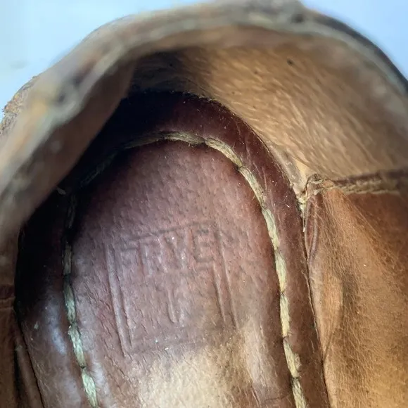 Frye Carson Brown Distressed Leather Gold Studded Grommet Ballet Flat -  Size 8
