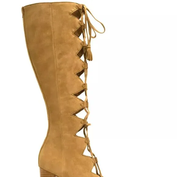 Frye Gabby Ghillie Tall Camel Suede Boots