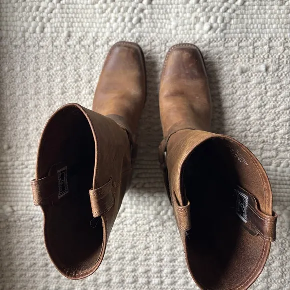 frye harness 12R tan brown distressed leather biker moto boots sz 11