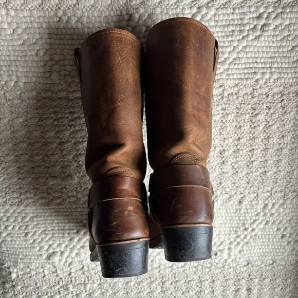 frye harness 12R tan brown distressed leather biker moto boots sz 11