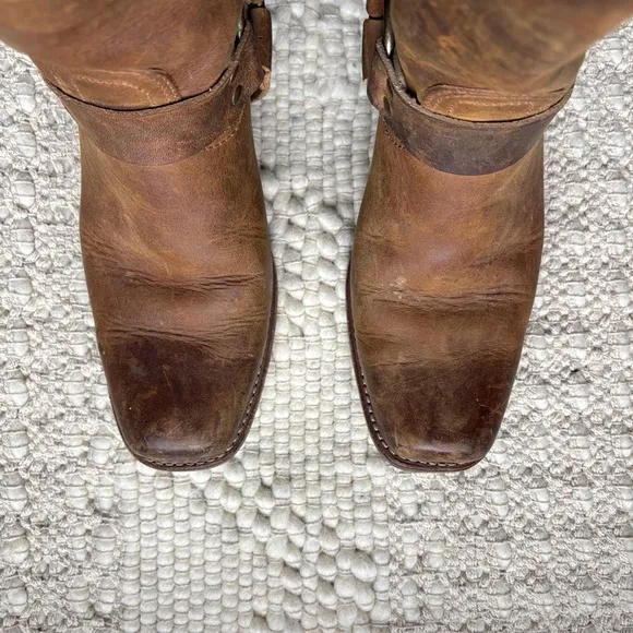 frye harness 12R tan brown distressed leather biker moto boots sz 11