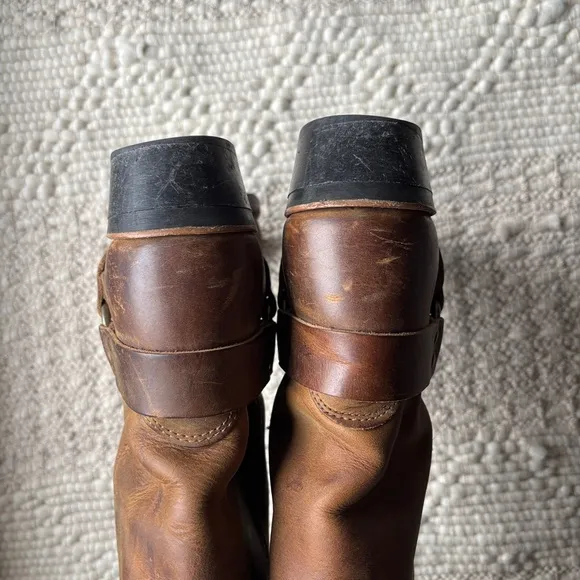 frye harness 12R tan brown distressed leather biker moto boots sz 11