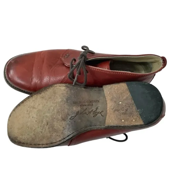Frye Leather Ankle Chukka Lace Up Boots Burgandy