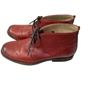Frye Leather Ankle Chukka Lace Up Boots Burgandy