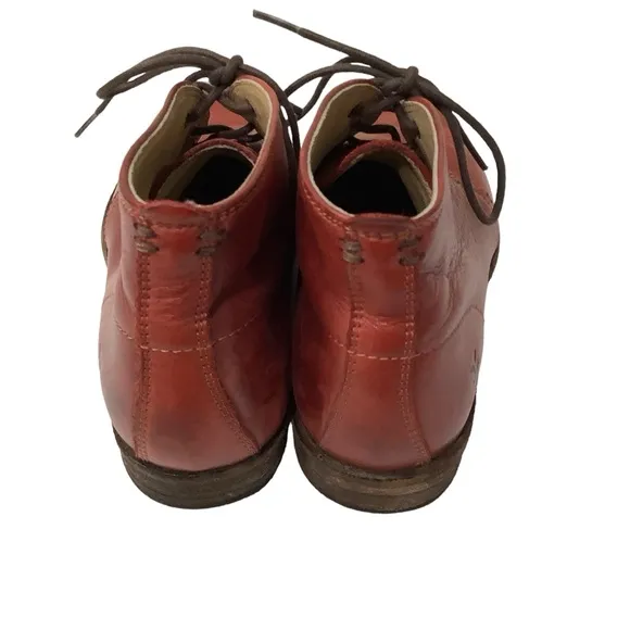 Frye Leather Ankle Chukka Lace Up Boots Burgandy