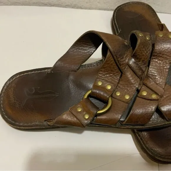 Frye Men Leather LudLow Slide Sandals Size 10 (11.25”)