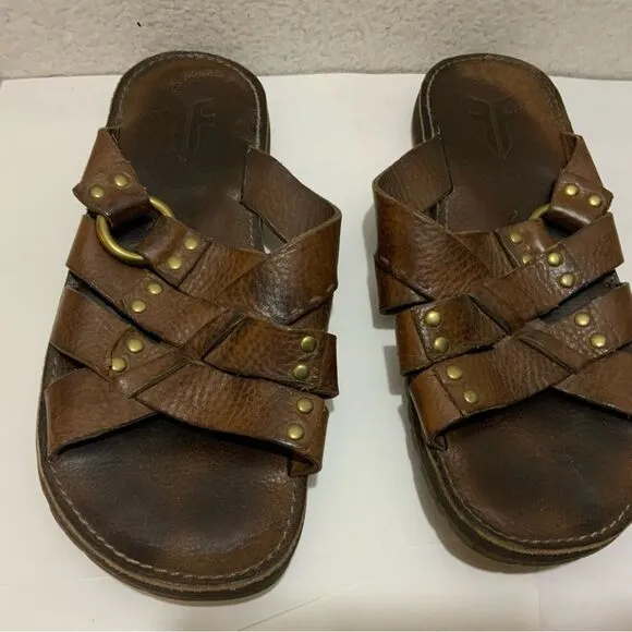 Frye Men Leather LudLow Slide Sandals Size 10 (11.25”)