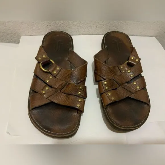 Frye Men Leather LudLow Slide Sandals Size 10 (11.25”)