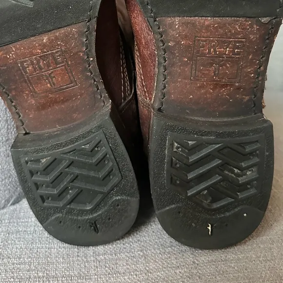 Frye Veronica Riding Boots 9.5 knee high leather back zip snaps Distressed