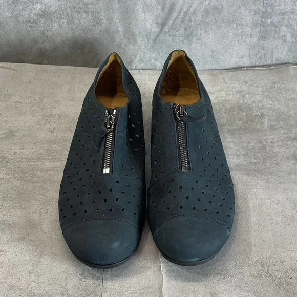 Gabor Women's Nightblue Nubuck Perforated Slip-On Ballet Flats SZ 7.5