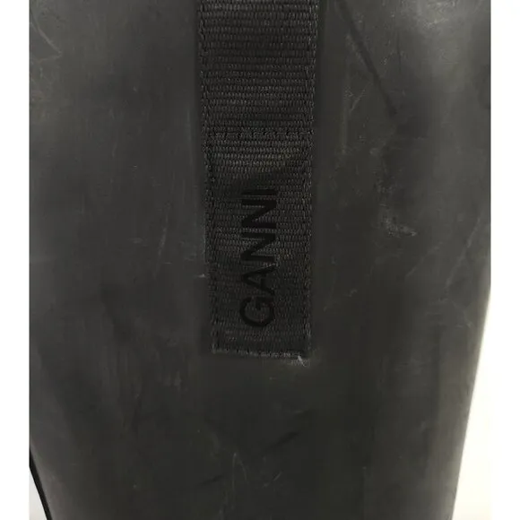 Ganni Rubber Country Boots Size 37 US 7 Black $375