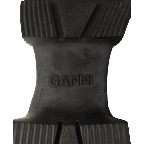 Ganni Rubber Country Boots Size 37 US 7 Black $375