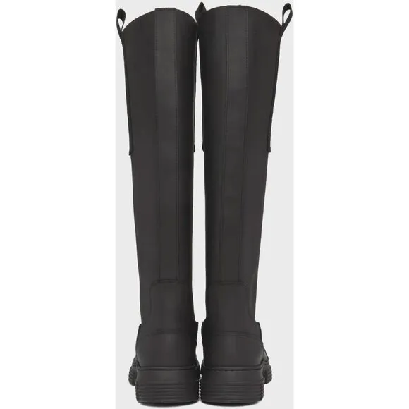 Ganni Rubber Country Boots Size 37 US 7 Black $375