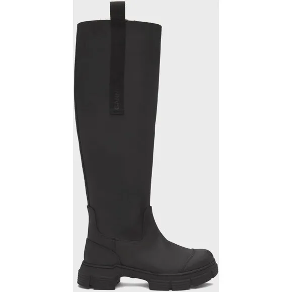 Ganni Rubber Country Boots Size 37 US 7 Black $375