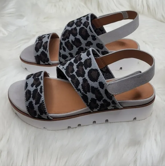 Gentle Souls Kenneth Cole Lavern Asymmetrical Slingback Platform Leopard Sandals