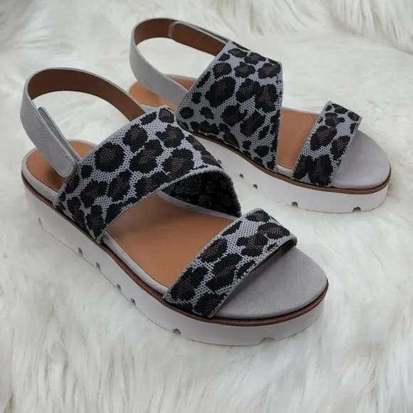 Gentle Souls Kenneth Cole Lavern Asymmetrical Slingback Platform Leopard Sandals