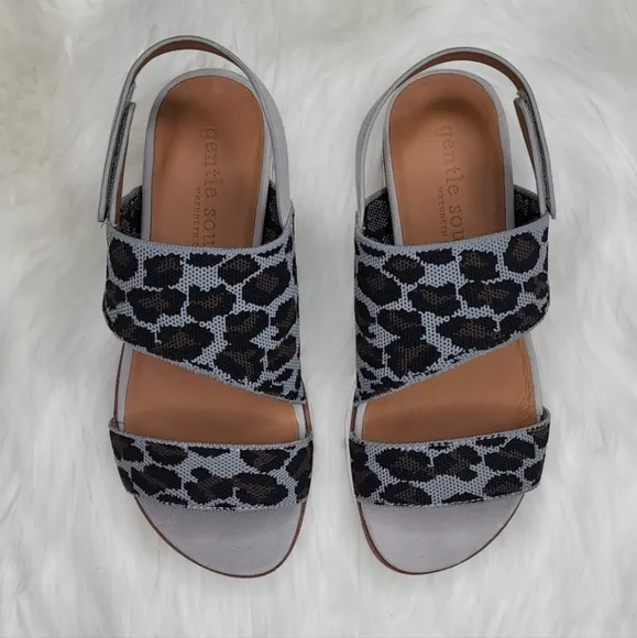 Gentle Souls Kenneth Cole Lavern Asymmetrical Slingback Platform Leopard Sandals