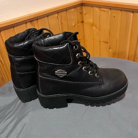 Genuine Harley Davidson leather chunky biker boots