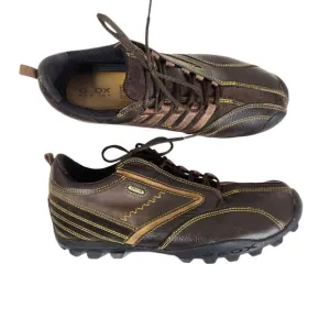 Geox Respira Brown Leather Lace-Up Outdoor Casual Sneakers US 9