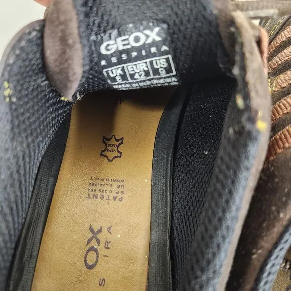 Geox Respira Brown Leather Lace-Up Outdoor Casual Sneakers US 9