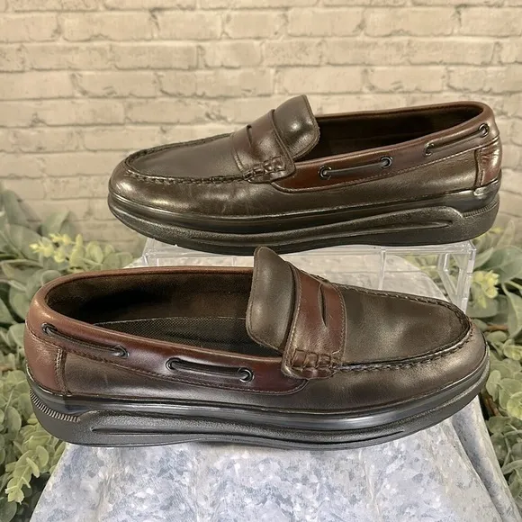 G.H. BASS “Ketch” 2-Tone Brown Leather Deck Style Penny Loafers Mens 10.5M🤎VGUC