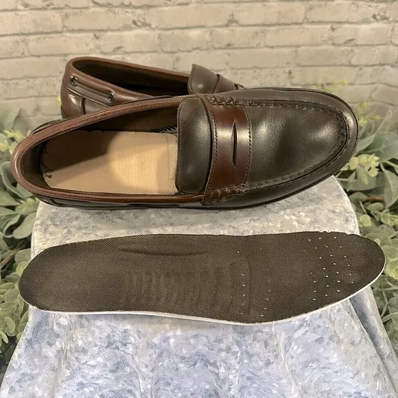 G.H. BASS “Ketch” 2-Tone Brown Leather Deck Style Penny Loafers Mens 10.5M🤎VGUC