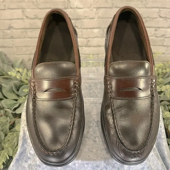 G.H. BASS “Ketch” 2-Tone Brown Leather Deck Style Penny Loafers Mens 10.5M🤎VGUC