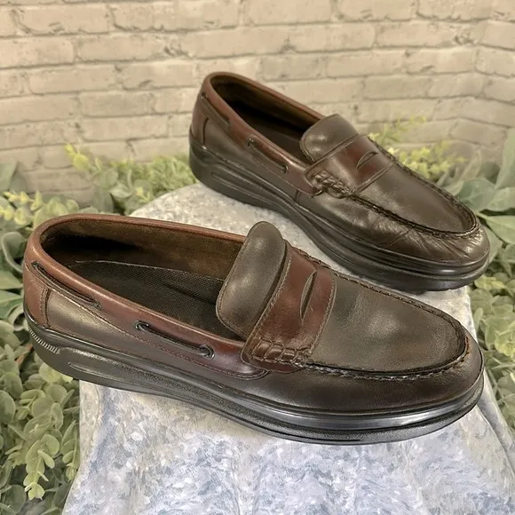 G.H. BASS “Ketch” 2-Tone Brown Leather Deck Style Penny Loafers Mens 10.5M🤎VGUC