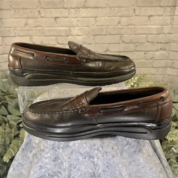 G.H. BASS “Ketch” 2-Tone Brown Leather Deck Style Penny Loafers Mens 10.5M🤎VGUC
