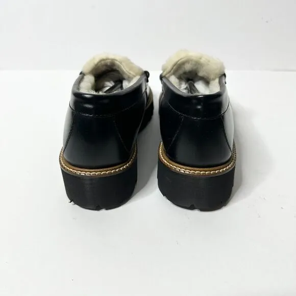 GH BASS Loafer Women 9.5 Black Leather Shearling Whitney Cozy Weejun Lug NEW