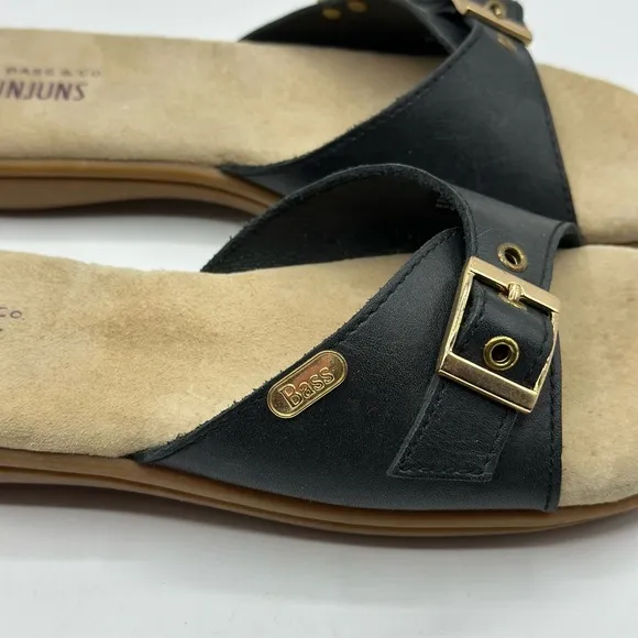 G.H. Bass Sunjuns Women's Safina Black Leather Slide Sandals Size 7