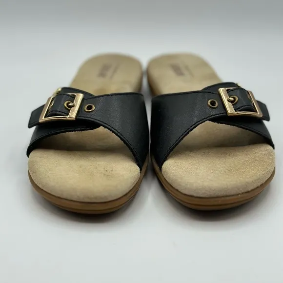 G.H. Bass Sunjuns Women's Safina Black Leather Slide Sandals Size 7
