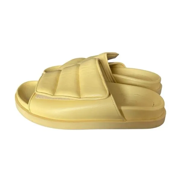 Gia Borghini Couture Yellow Leather Puffy Quilted Slide Sandals size 39 size 9