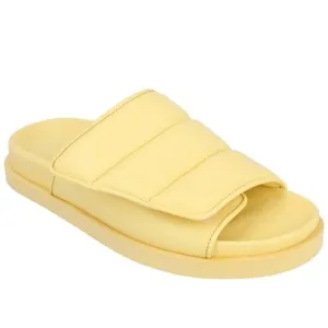 Gia Borghini Couture Yellow Leather Puffy Quilted Slide Sandals size 39 size 9