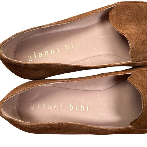 Gianni Bini Macen Suede Flat Loafers Size 9.5 Women Brown Preppy Work