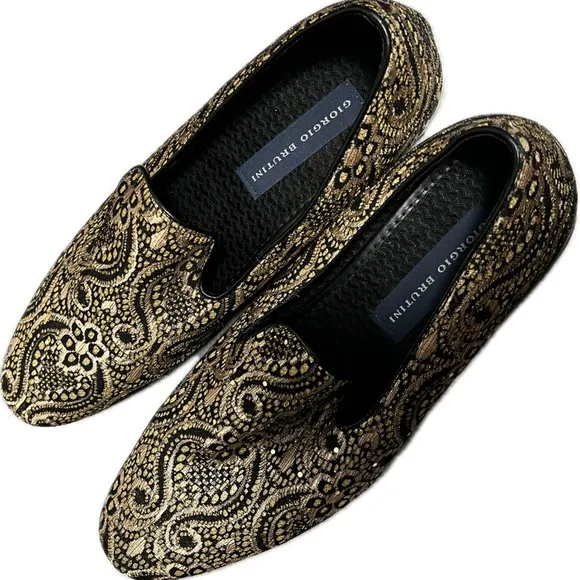 Giorgio Brutini Men's Black Gold Cabal Loafer SIZE USM 12 (MB2)