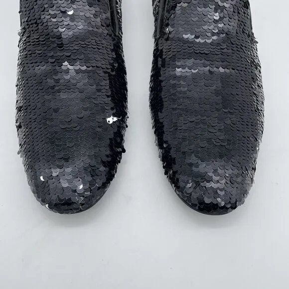 Giorgio Brutini Sequin Dress Shoes Loafers Men's 8M Black to Silver Party Prom