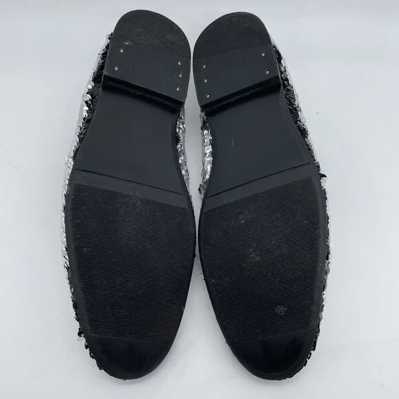 Giorgio Brutini Sequin Dress Shoes Loafers Men's 8M Black to Silver Party Prom